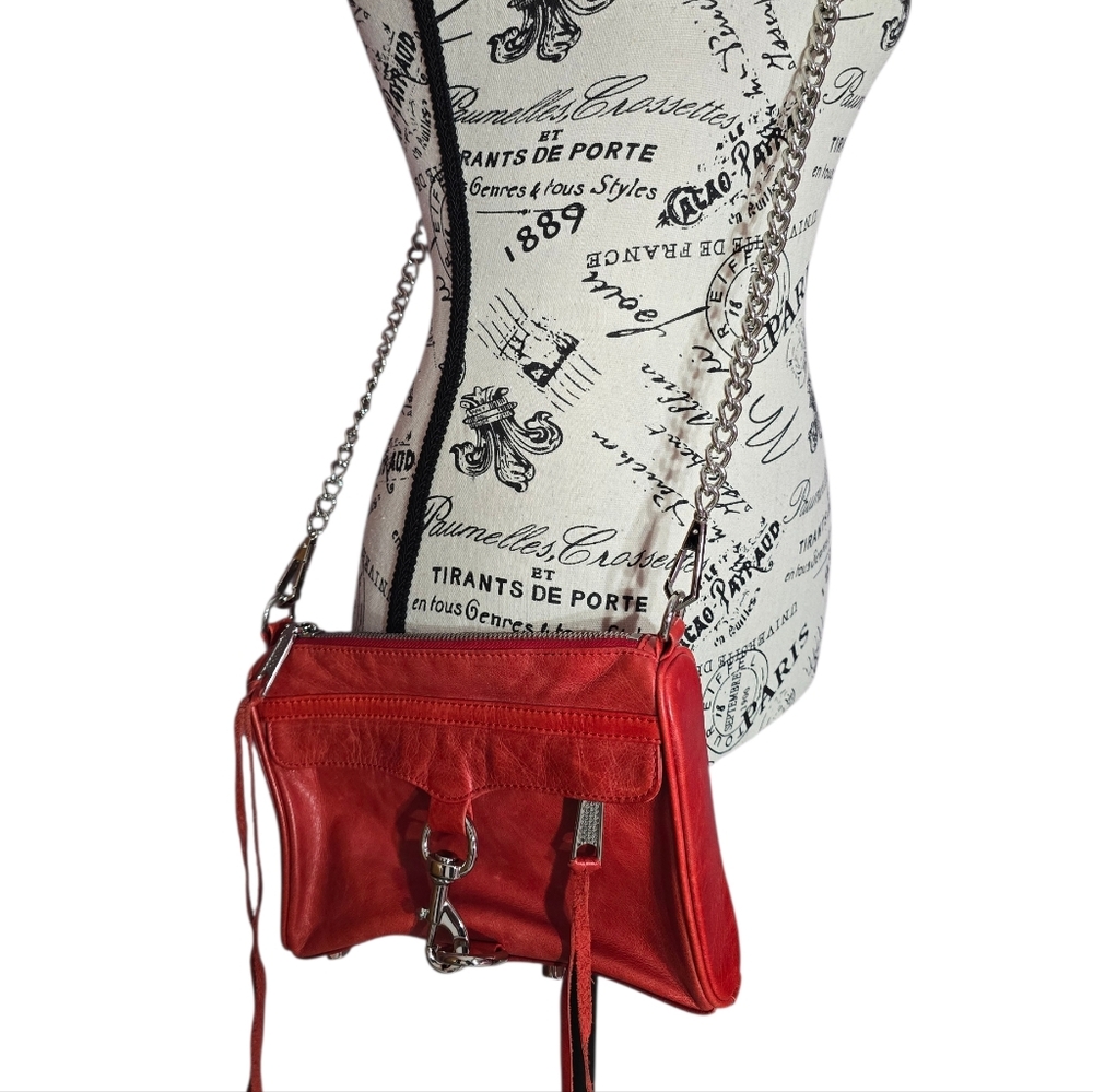 Rebecca Minkoff Mini M.A.C Leather Crimson Red Crossbody Bag